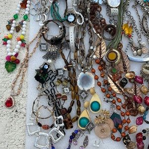 4 lbs Vintage Estate Misc Junk Crafters Jewelry Lot